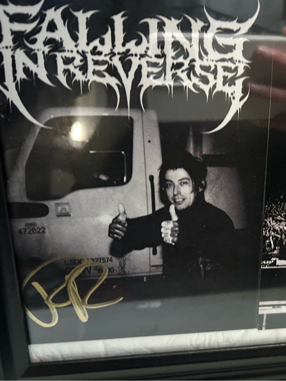 Framed Signed Falling In Reverse post cards